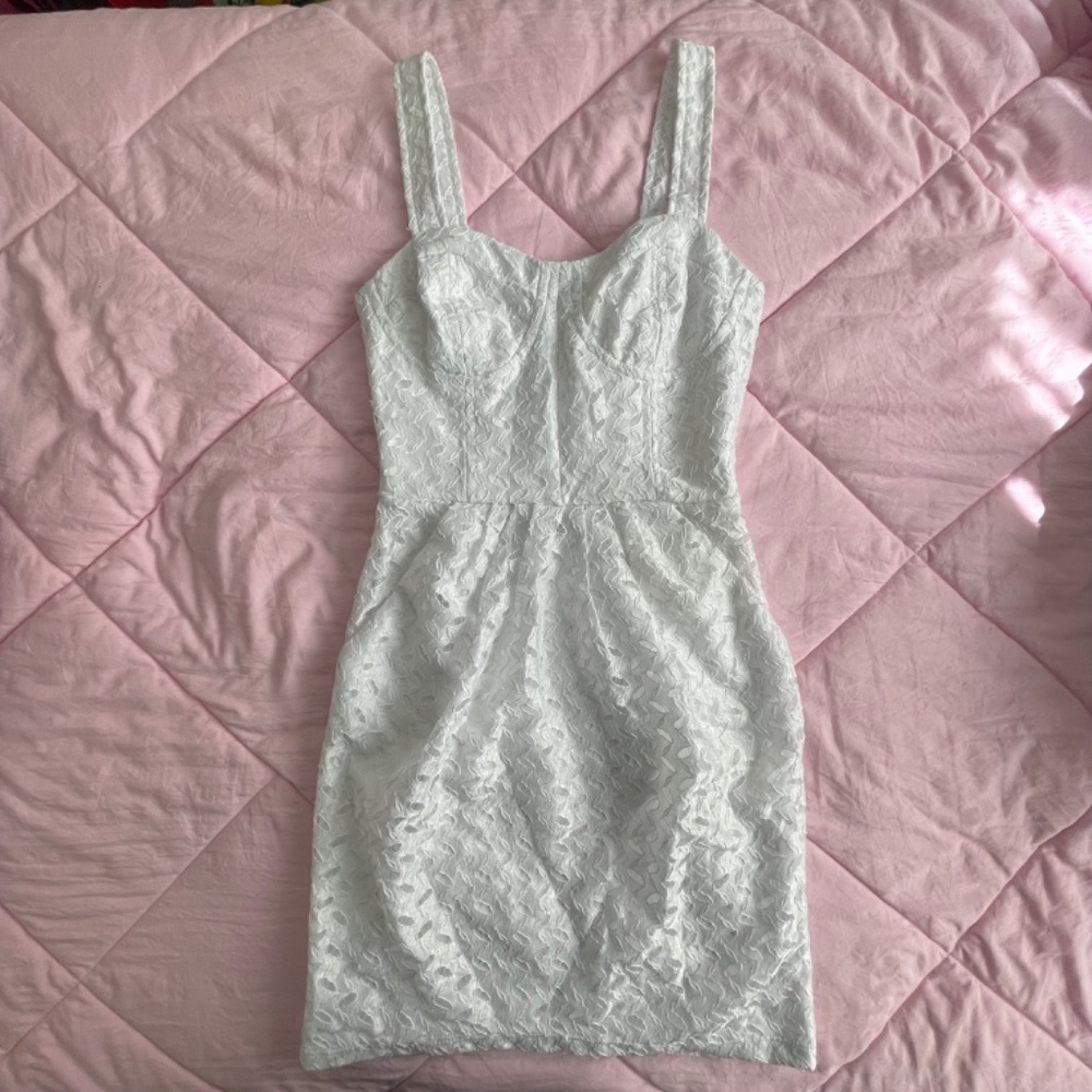 Y2K White Textured Mini Dress